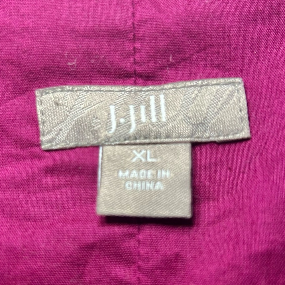 J. Jill Fuchsia Plum Silk & Cotton Blend Button Front Short Sleeve Blazer Sz XL - Picture 7 of 16